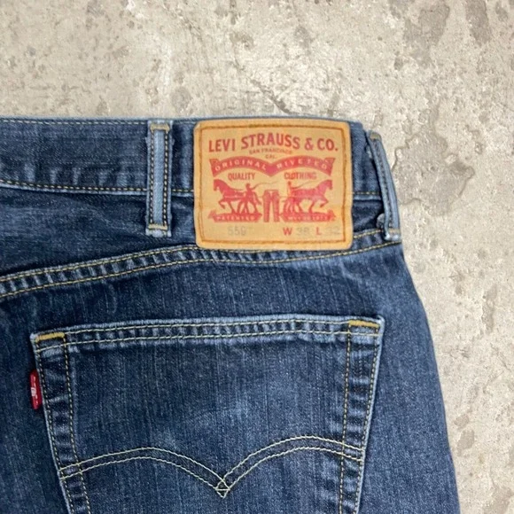 Levis Jeans Men 38x31 Blue Pants 559 Relaxed Straight Baggy Dark Denim Tag 38x32 - Picture 16 of 16